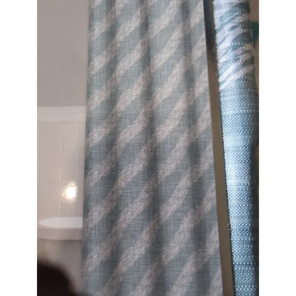 Rockhill Home Serene Waves Blue White Ocean Beach Fabric Shower Curtain 72x72